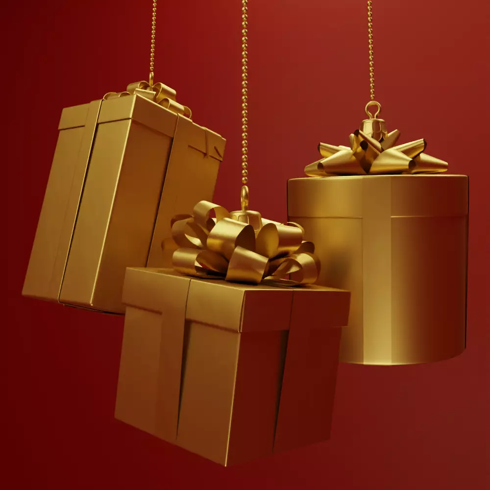Gift Box Golden 3D - 04 3D model