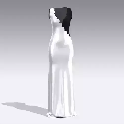 DRESS SCALLOP BLACK AND WHITE COLOR BLOCK