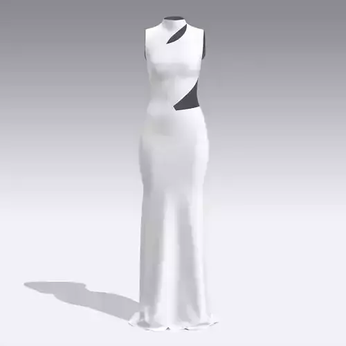 DRESS LONG ASYMETRIC LOOK WHITE