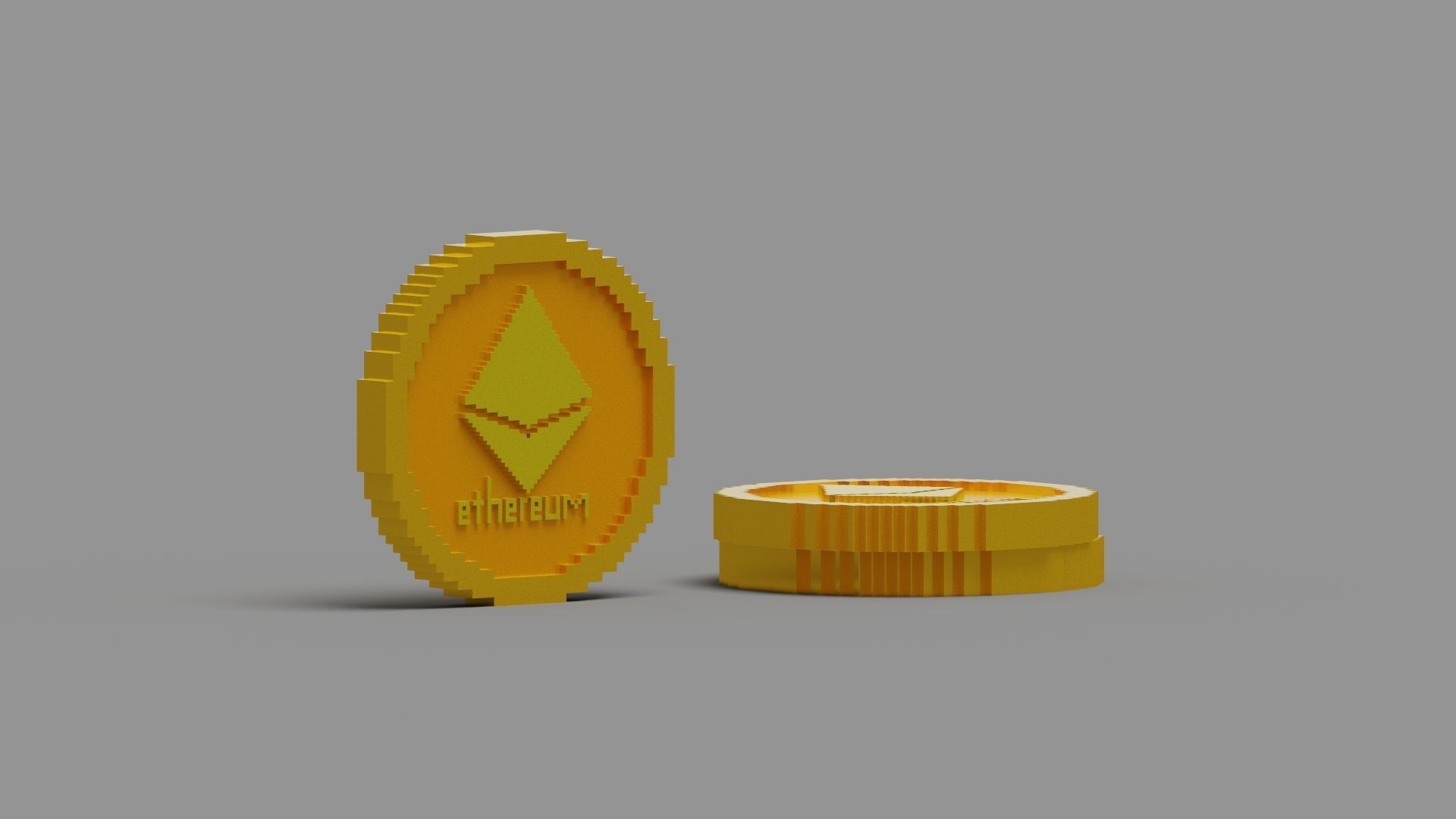 Ethereum Coin Low-poly 3D model_2