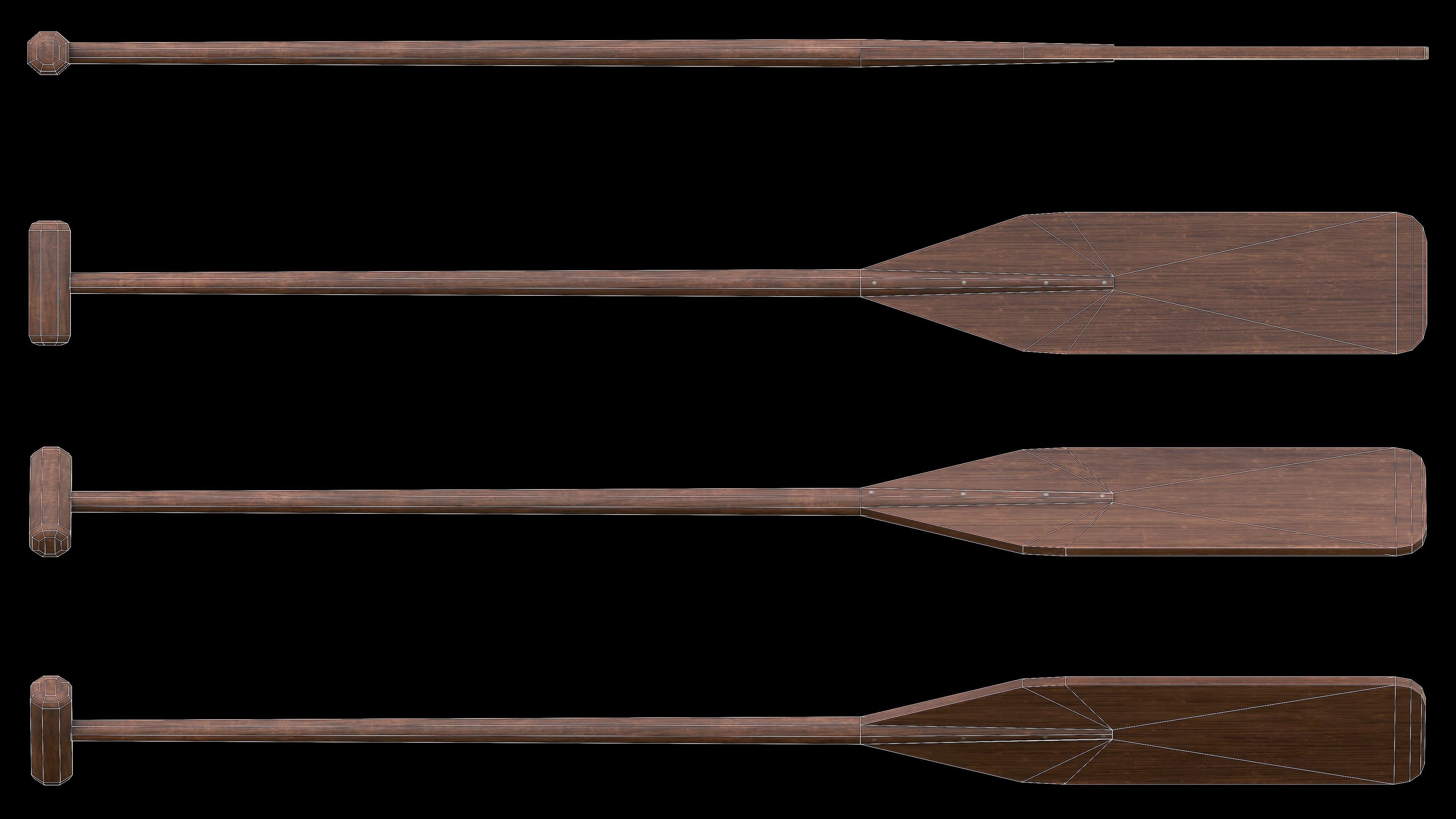 Set of 8 Painted Wooden Paddles Low-poly 3D model_11