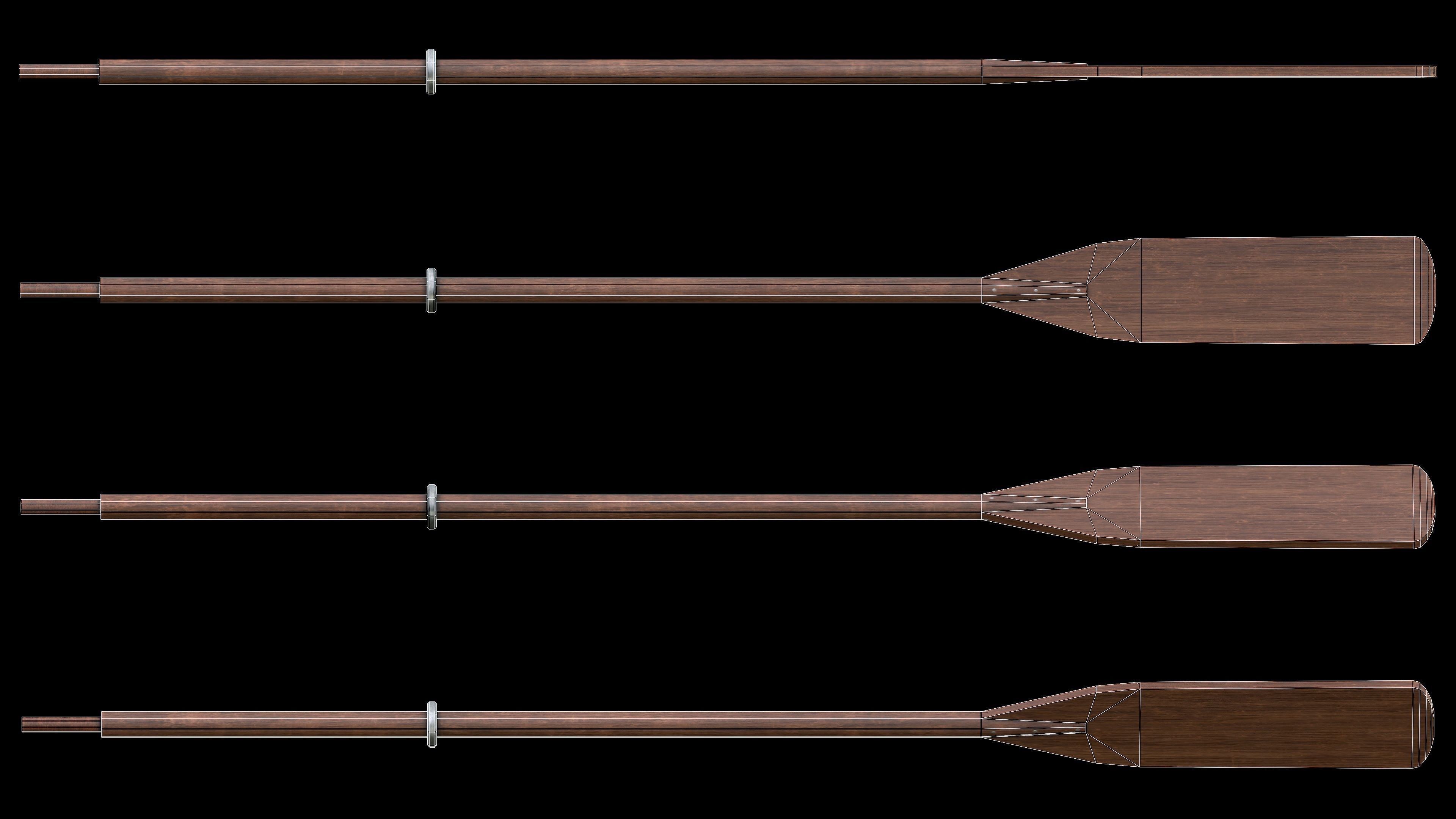Set of 8 Painted Wooden Paddles Low-poly 3D model_9
