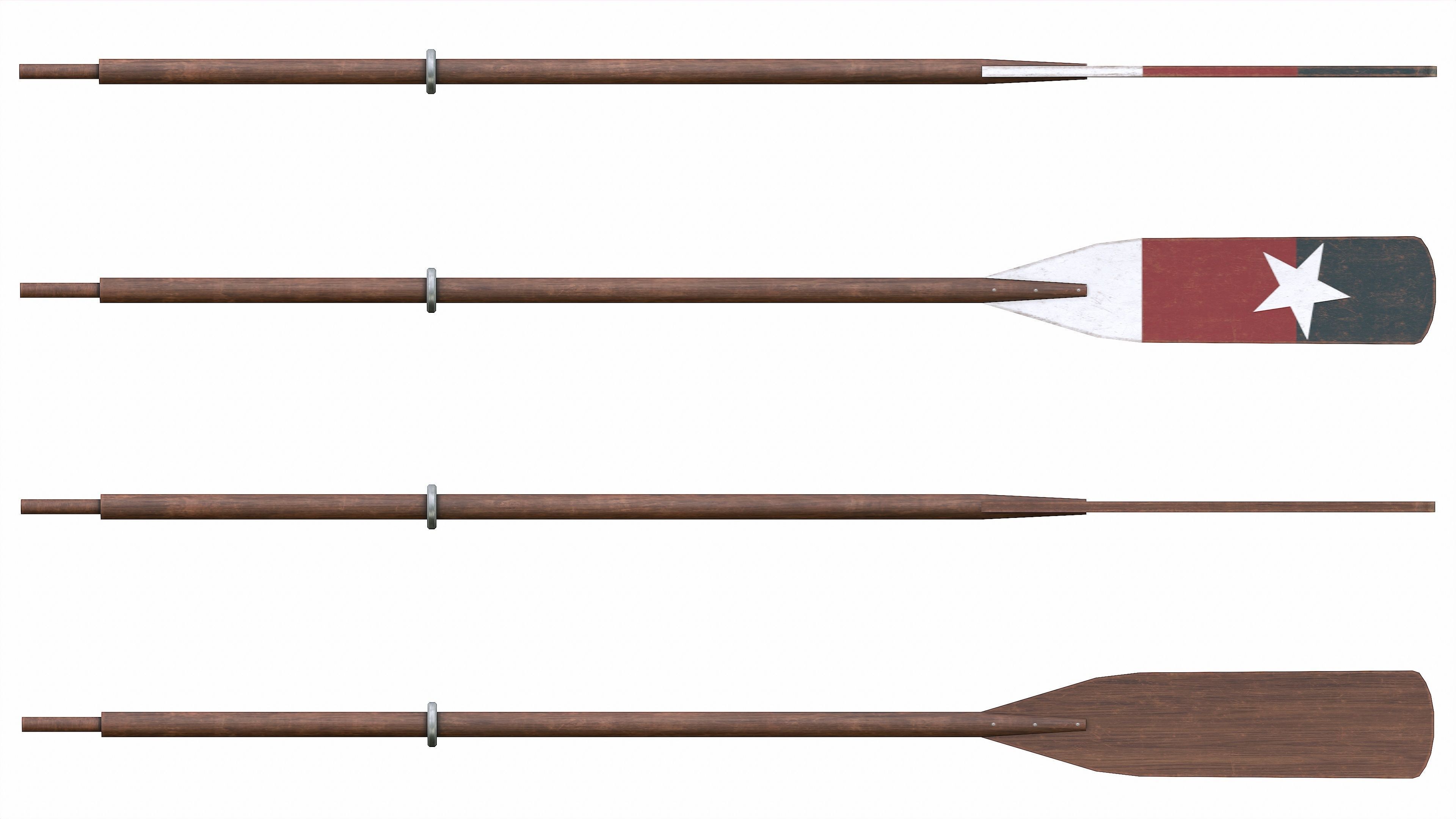 Set of 8 Painted Wooden Paddles Low-poly 3D model_8