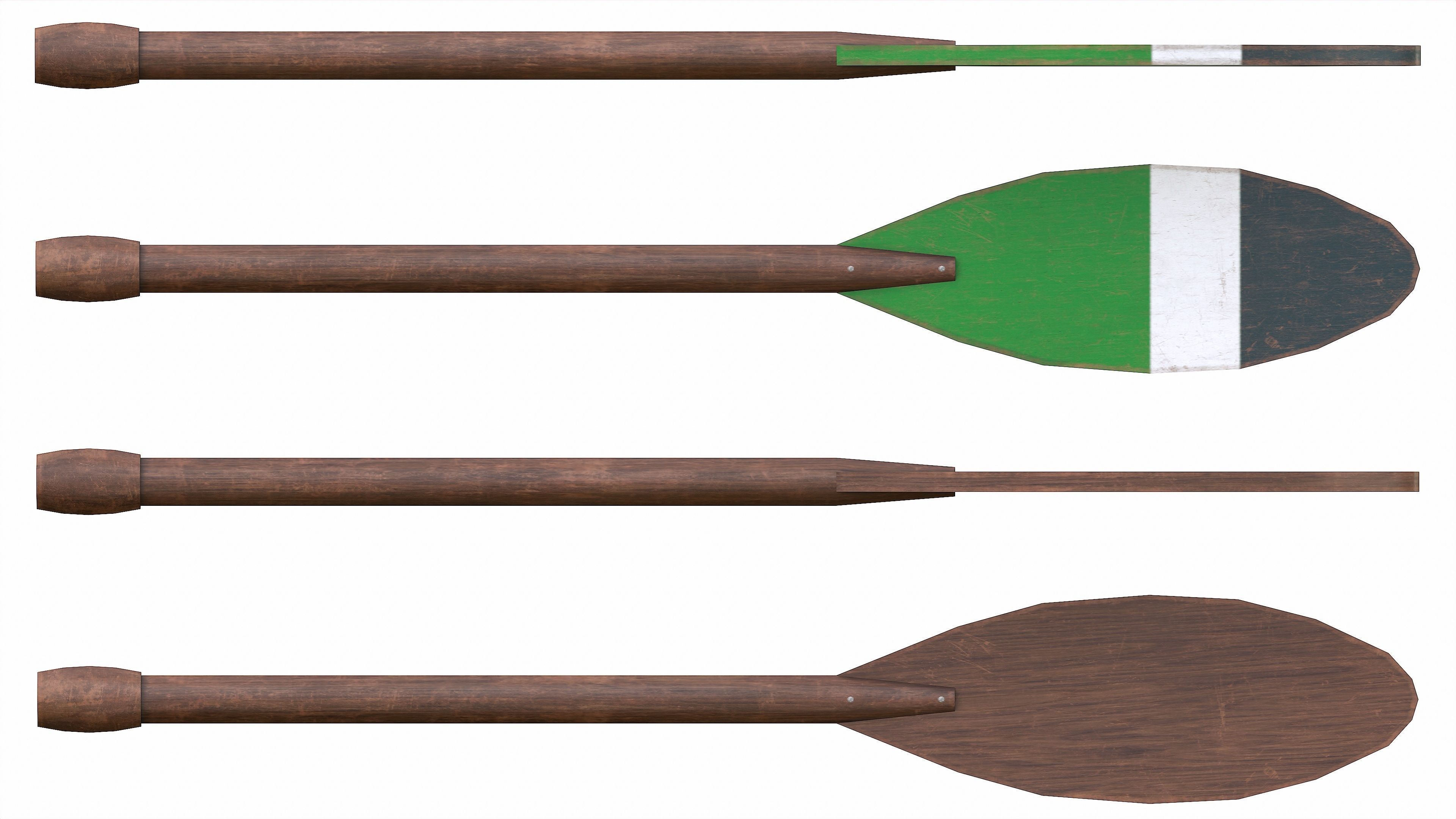 Set of 8 Painted Wooden Paddles Low-poly 3D model_16