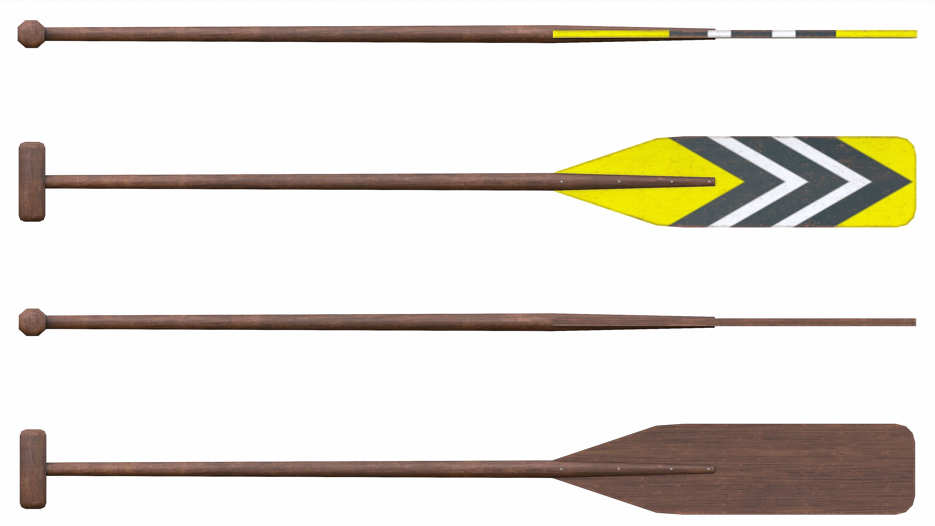 Set of 8 Painted Wooden Paddles Low-poly 3D model_10
