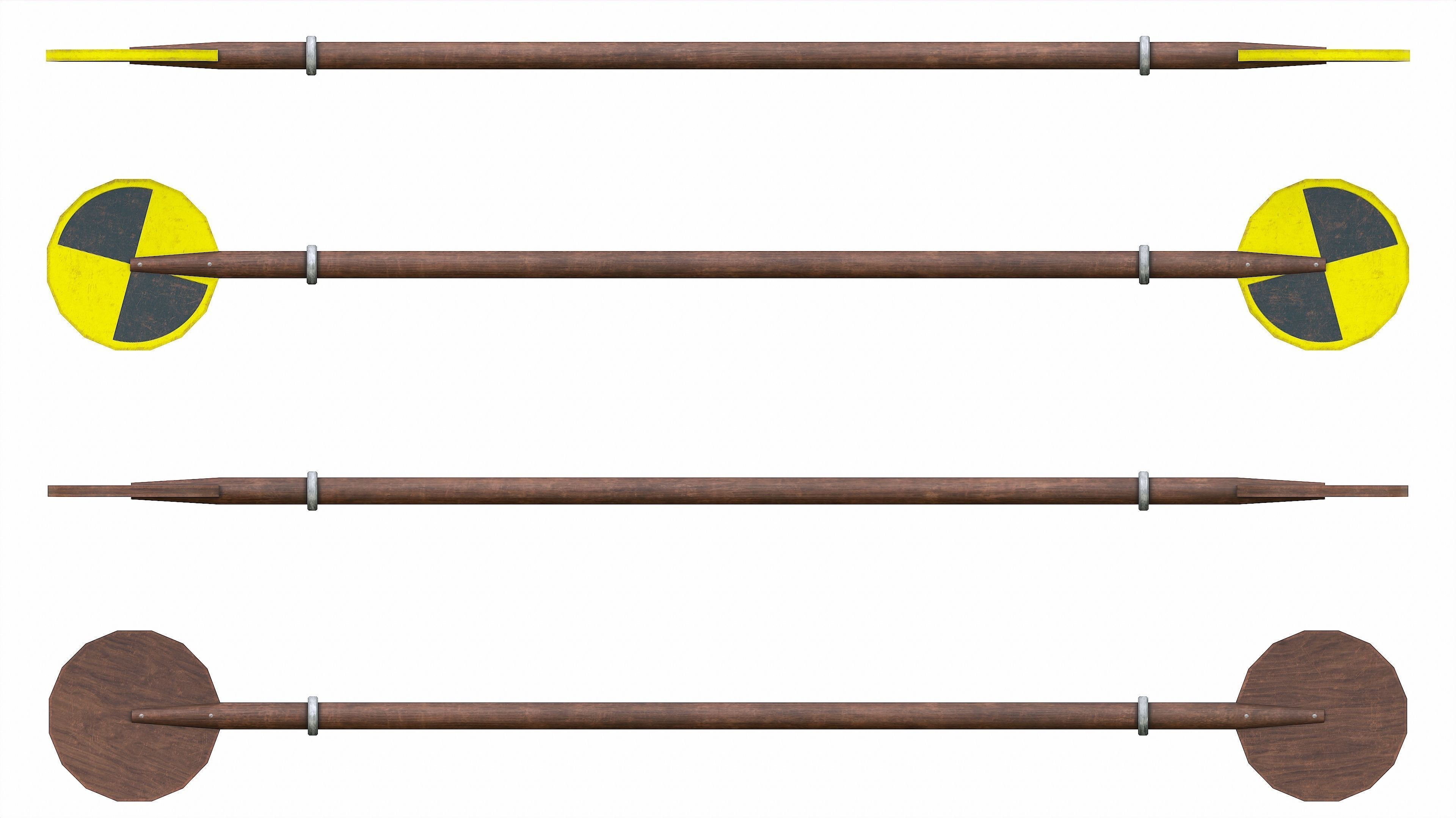 Set of 8 Painted Wooden Paddles Low-poly 3D model_12