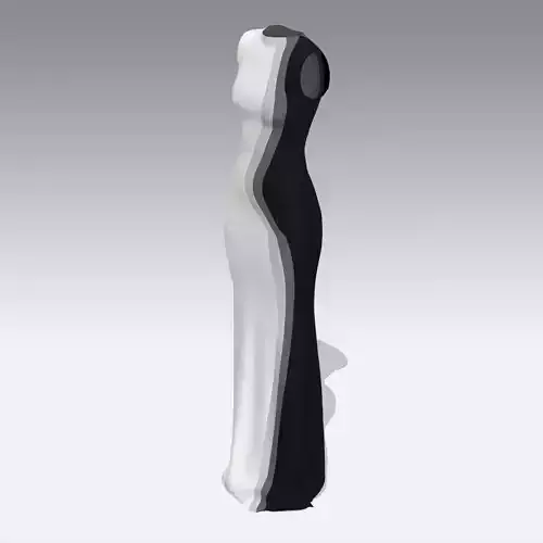 COLOR BLOCK DRESS HOURGLASS BLACK GRAY WHITE LOOK