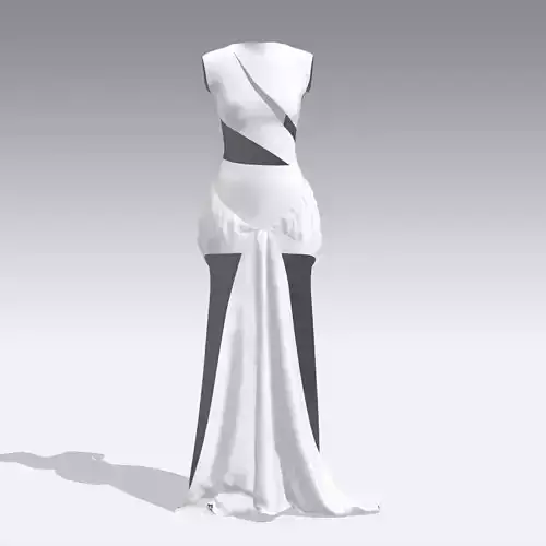 DRESS SLIT ASYMETRIC LOOK LONG DRESS WHITE
