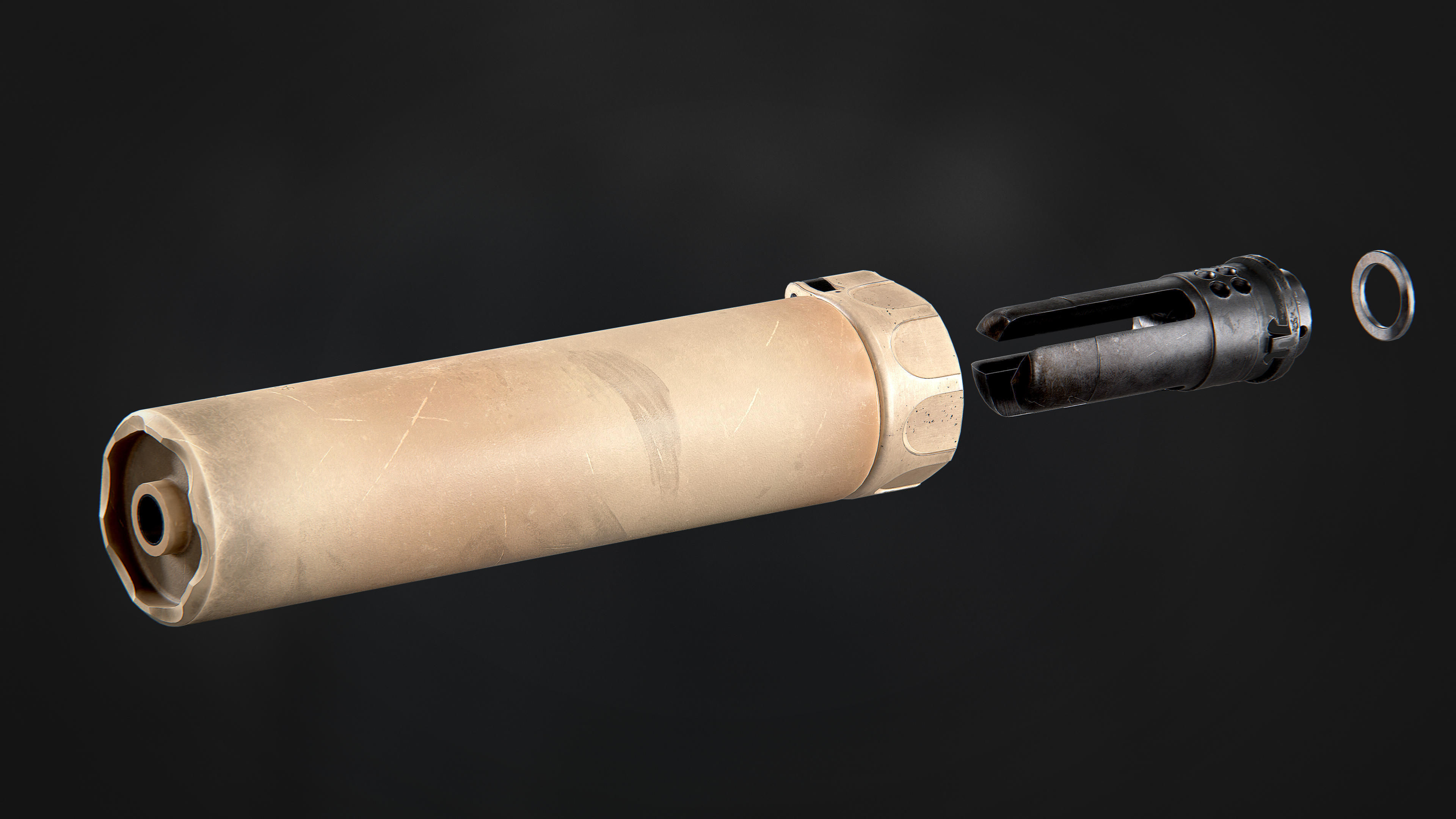 Surefire SOCOM556 RC2 WARCOMP Flash Hider Low-poly 3D model_6