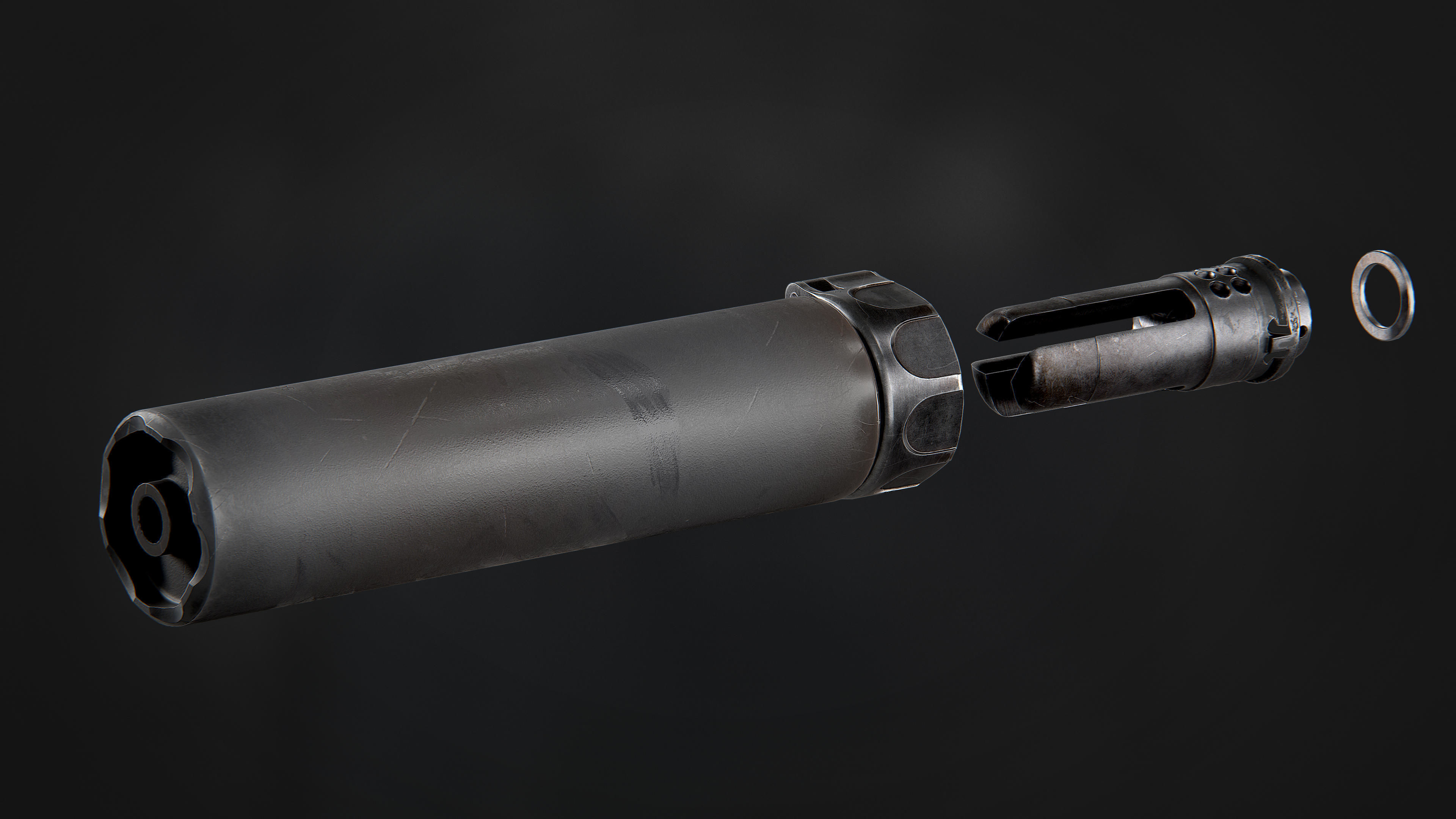 Surefire SOCOM556 RC2 WARCOMP Flash Hider Low-poly 3D model_5