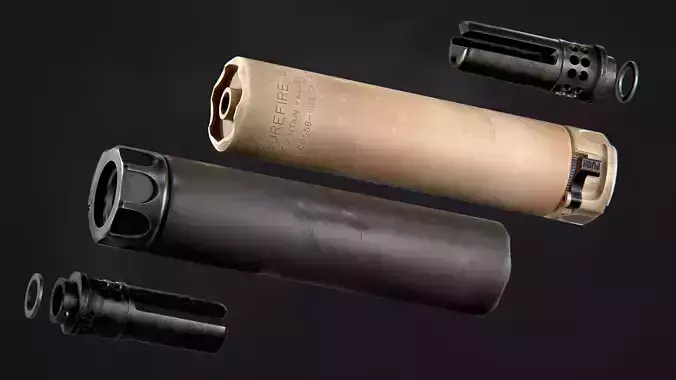 Surefire SOCOM556 RC2 WARCOMP Flash Hider Low-poly 3D model