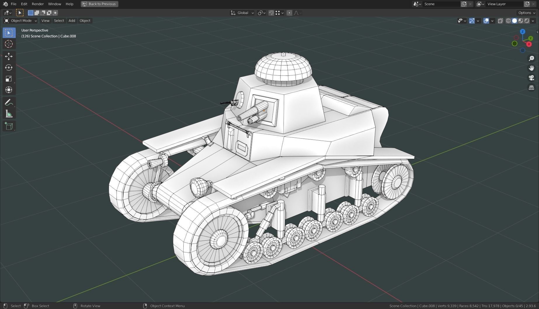 T 18 Tank Base Mesh Low-poly 3D model_9
