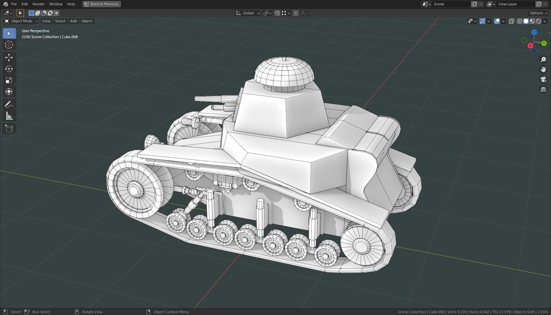 T 18 Tank Base Mesh Low-poly 3D model_10