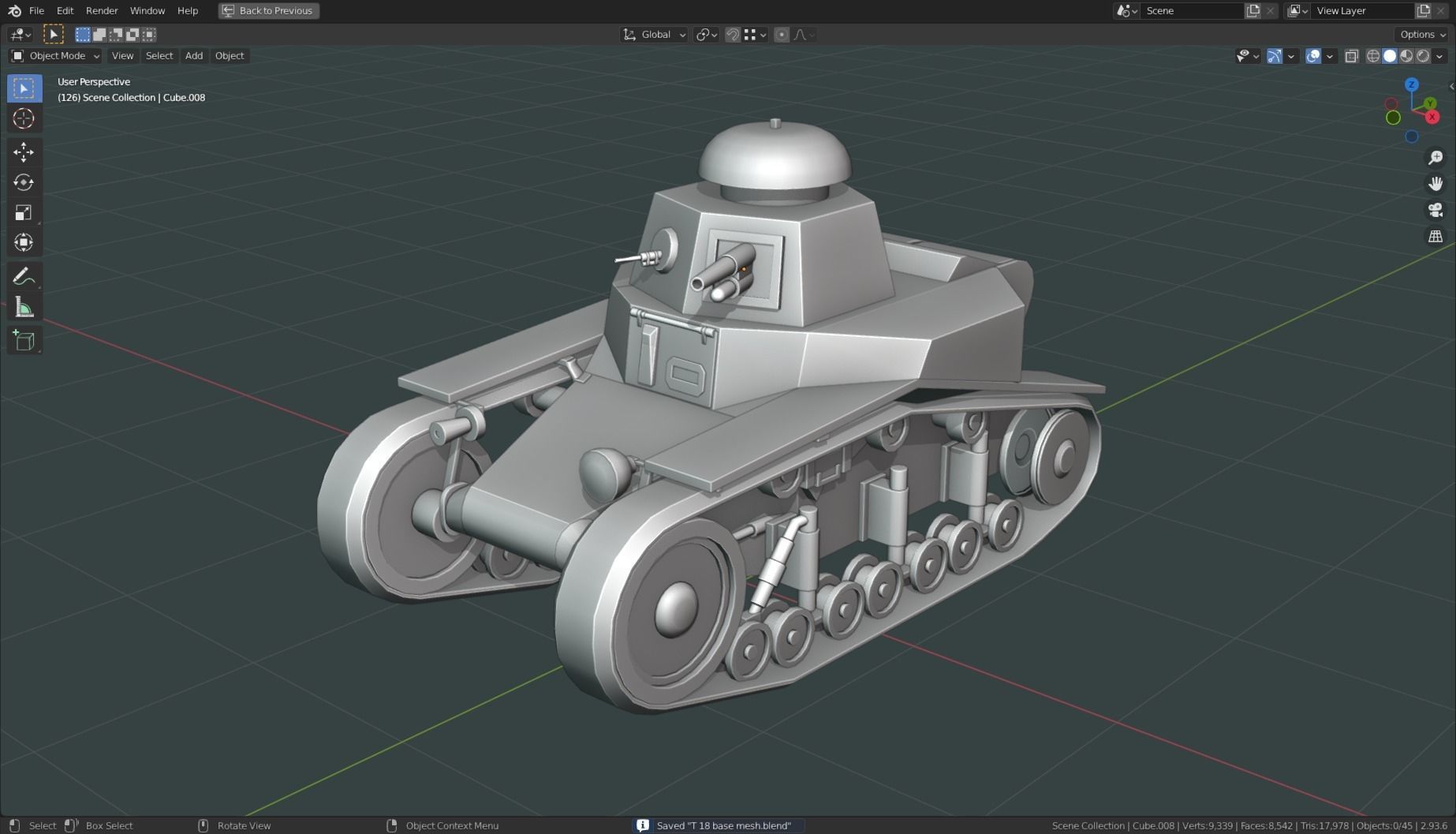 T 18 Tank Base Mesh Low-poly 3D model_1