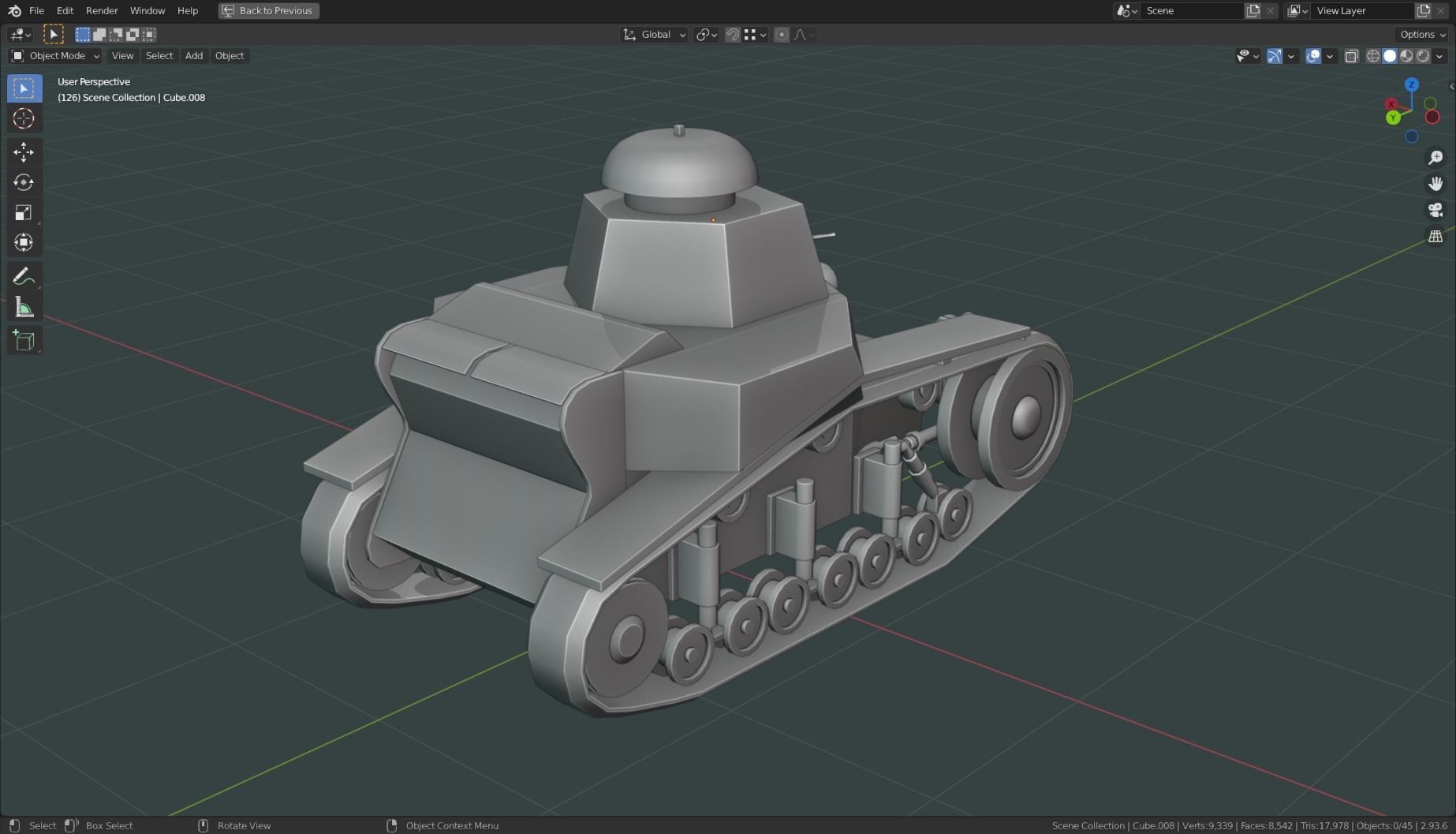 T 18 Tank Base Mesh Low-poly 3D model_5