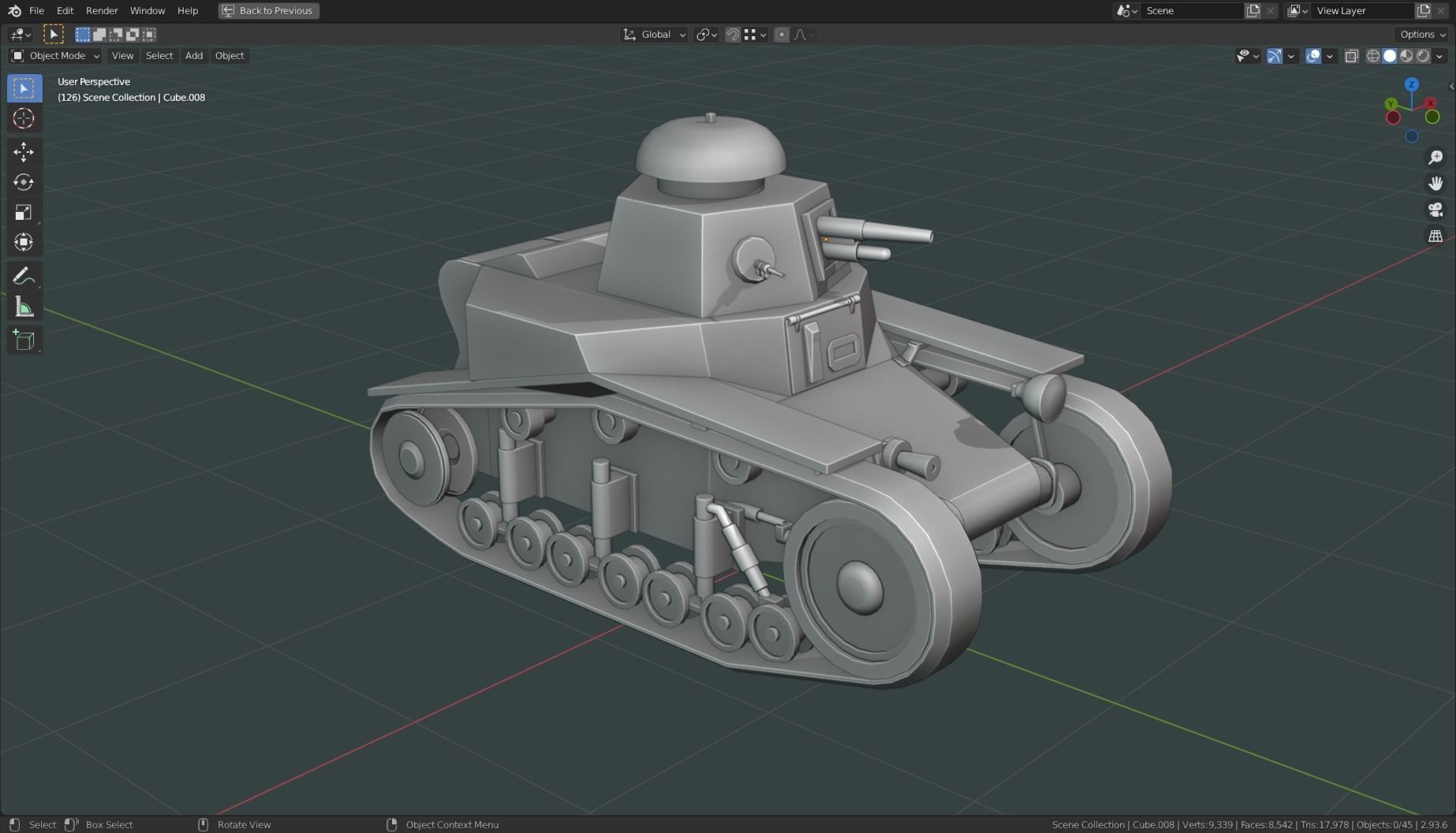 T 18 Tank Base Mesh Low-poly 3D model_7