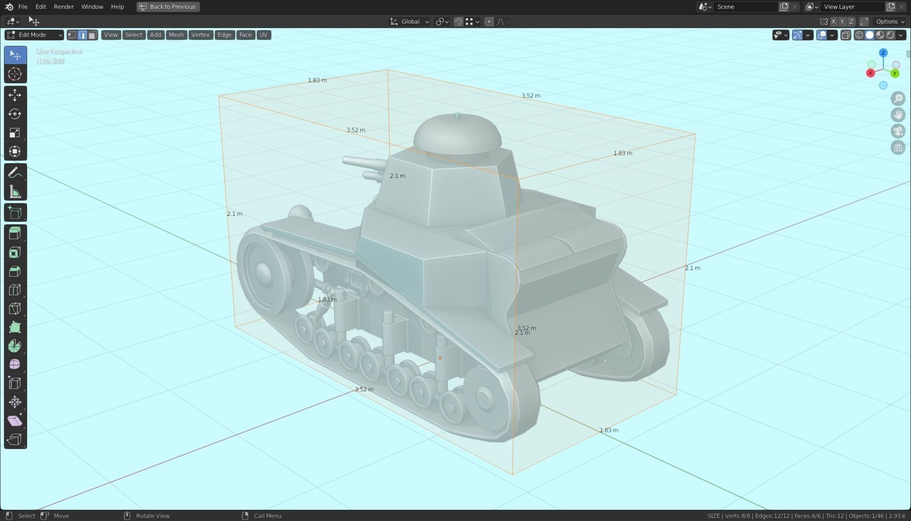 T 18 Tank Base Mesh Low-poly 3D model_20