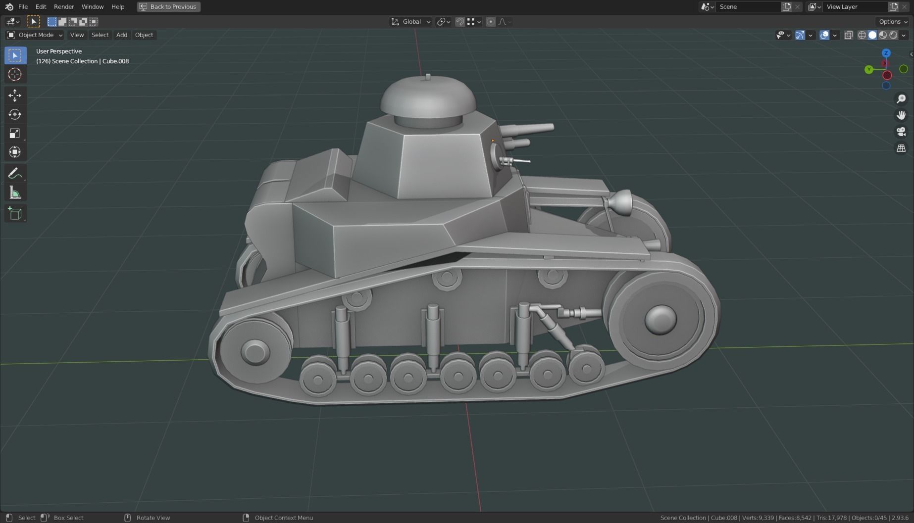 T 18 Tank Base Mesh Low-poly 3D model_6