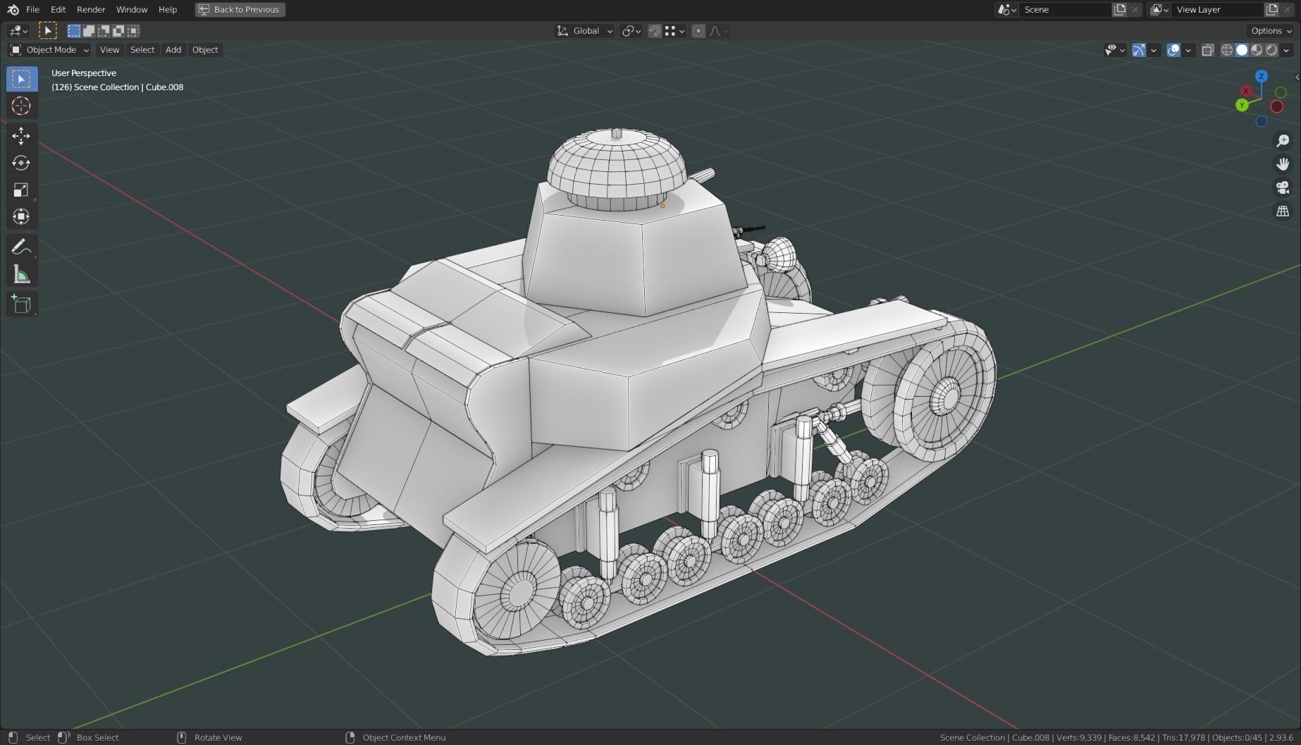 T 18 Tank Base Mesh Low-poly 3D model_12