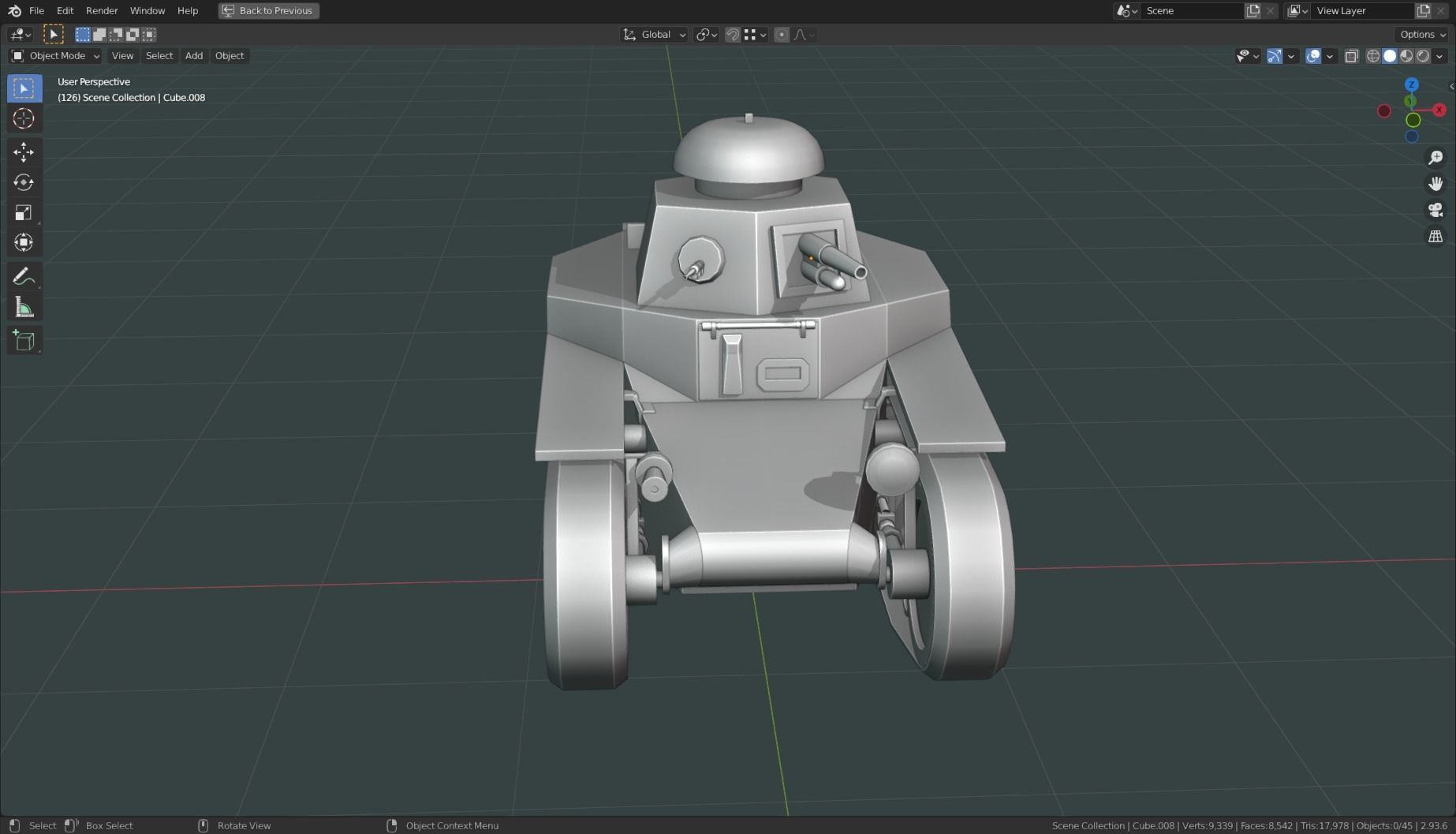 T 18 Tank Base Mesh Low-poly 3D model_8