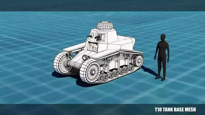 T 18 Tank Base Mesh Low-poly 3D model