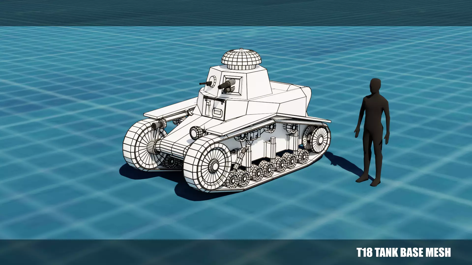 T 18 Tank Base Mesh Low-poly 3D model_0