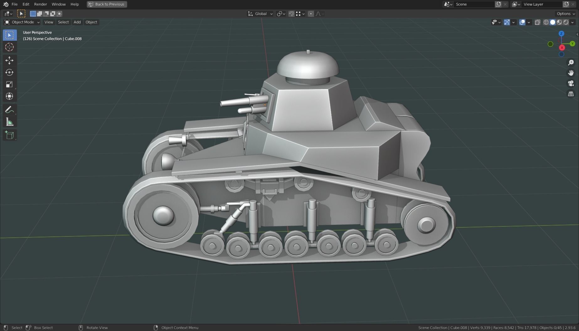 T 18 Tank Base Mesh Low-poly 3D model_2
