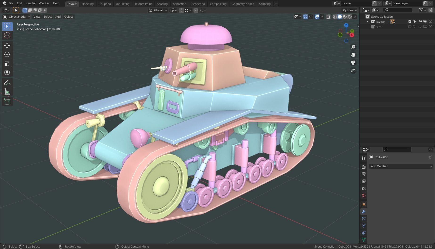 T 18 Tank Base Mesh Low-poly 3D model_14