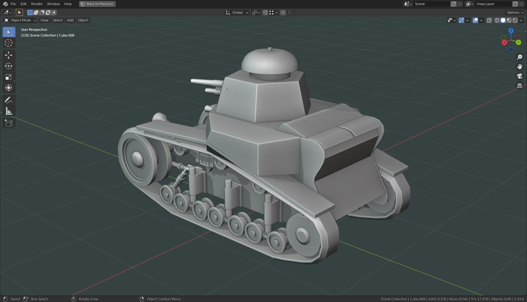 T 18 Tank Base Mesh Low-poly 3D model_3
