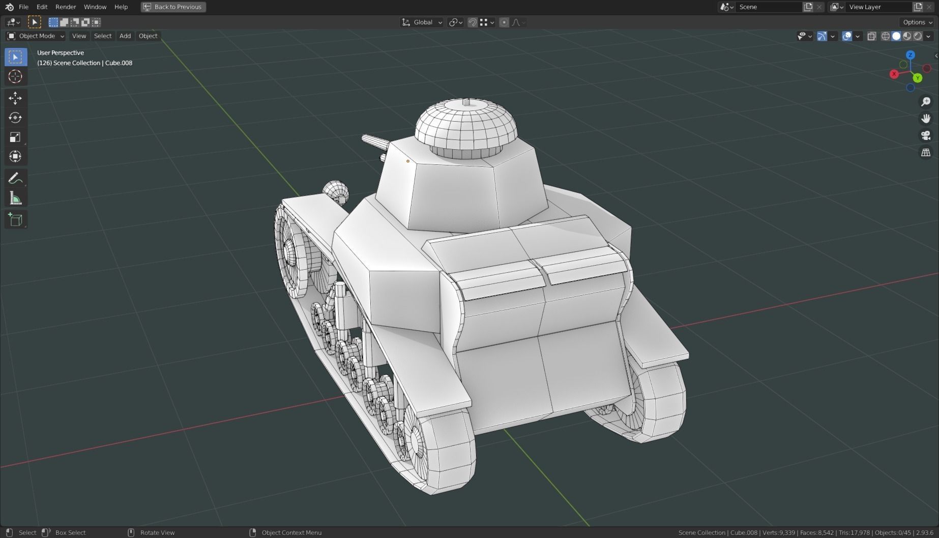 T 18 Tank Base Mesh Low-poly 3D model_11