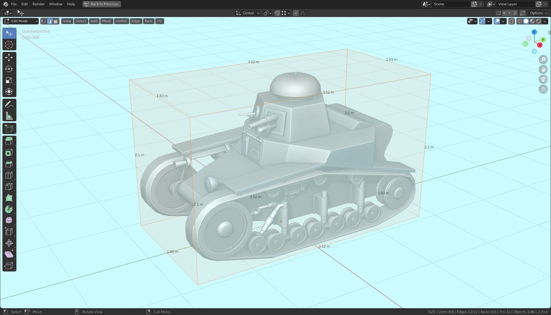 T 18 Tank Base Mesh Low-poly 3D model_19