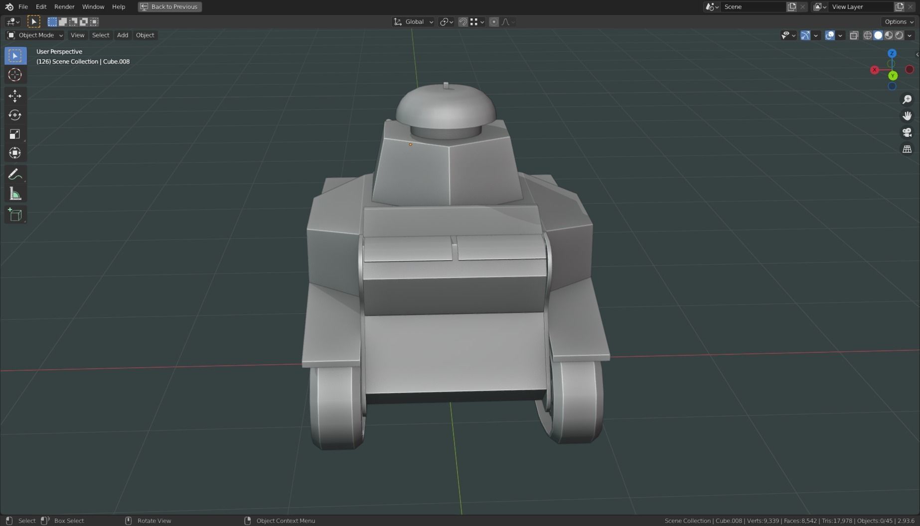 T 18 Tank Base Mesh Low-poly 3D model_4