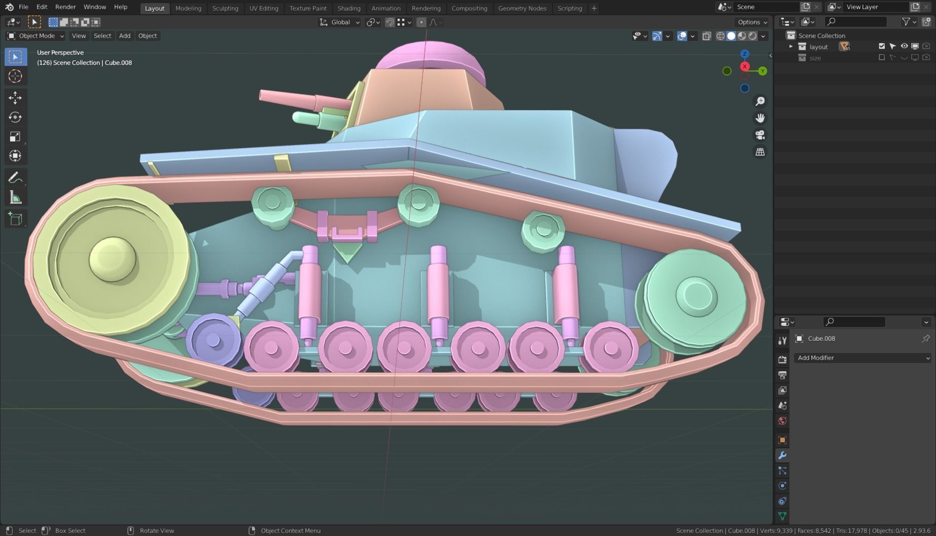 T 18 Tank Base Mesh Low-poly 3D model_15