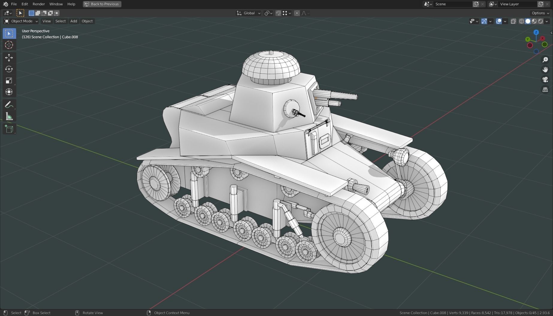 T 18 Tank Base Mesh Low-poly 3D model_13