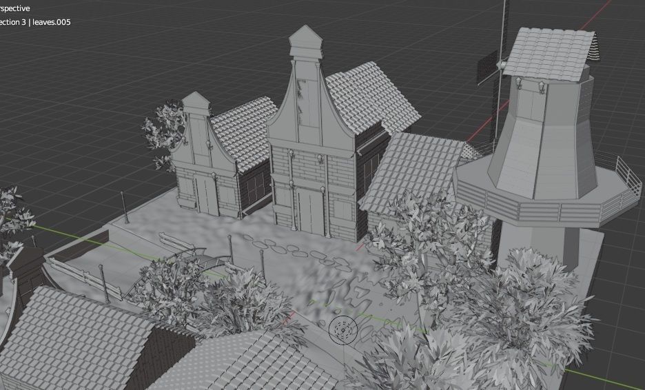 windy village Low-poly 3D model_16