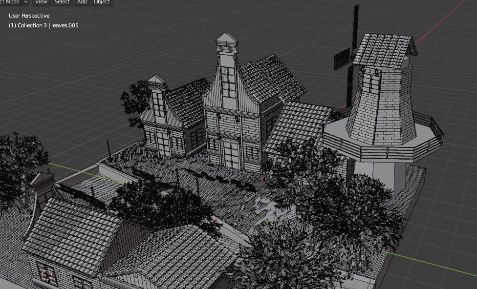 windy village Low-poly 3D model_17