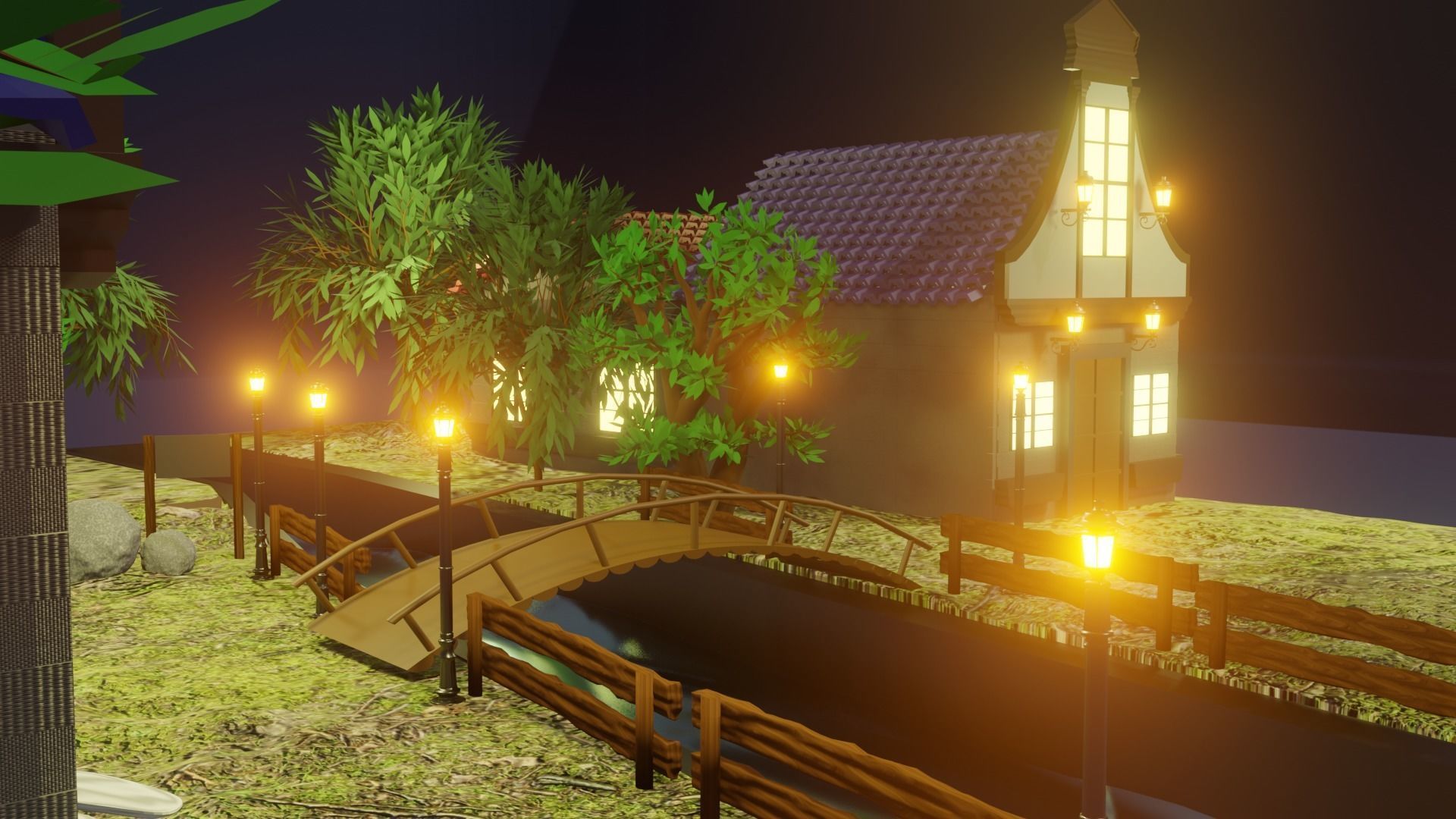 windy village Low-poly 3D model_6
