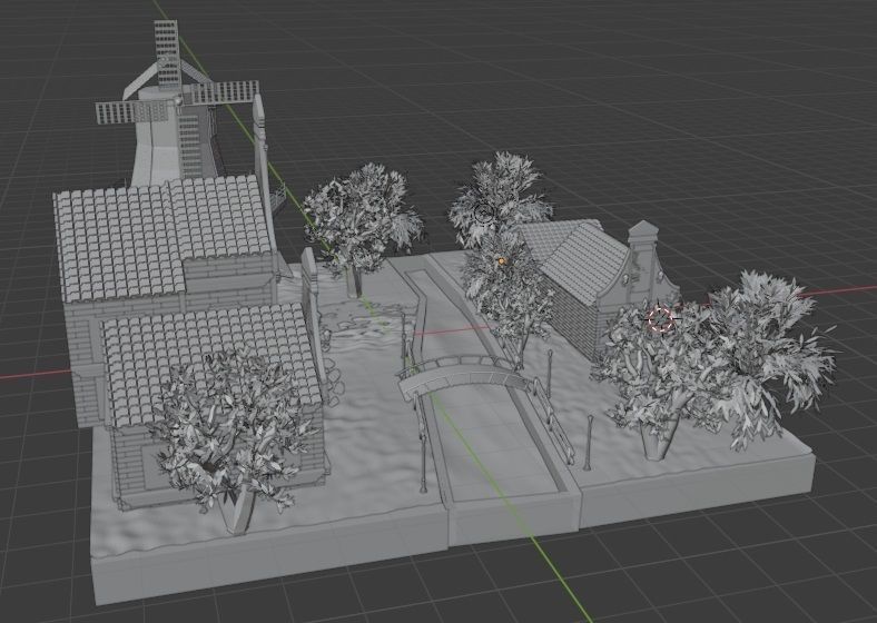 windy village Low-poly 3D model_14