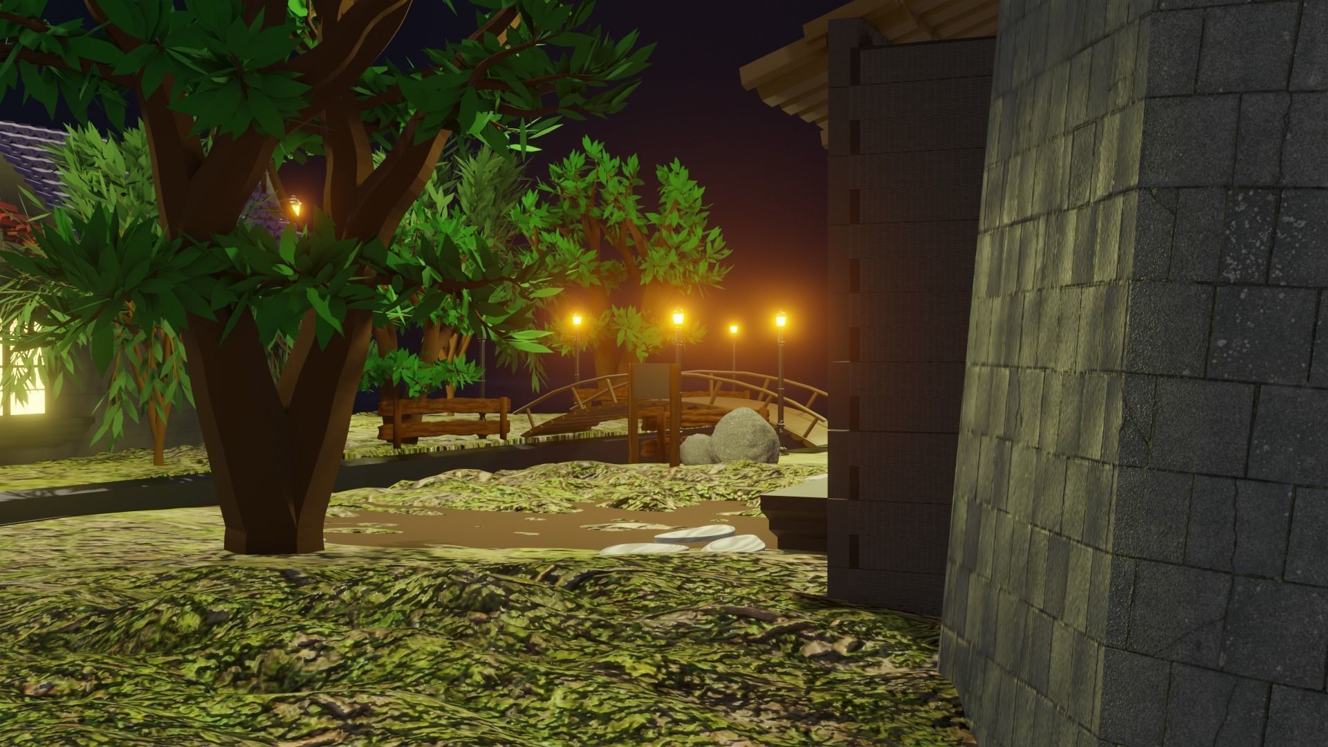 windy village Low-poly 3D model_3