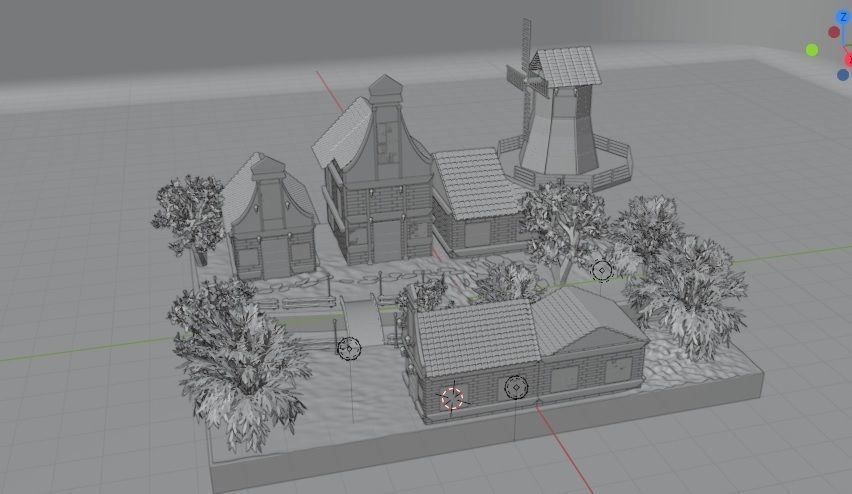 windy village Low-poly 3D model_18