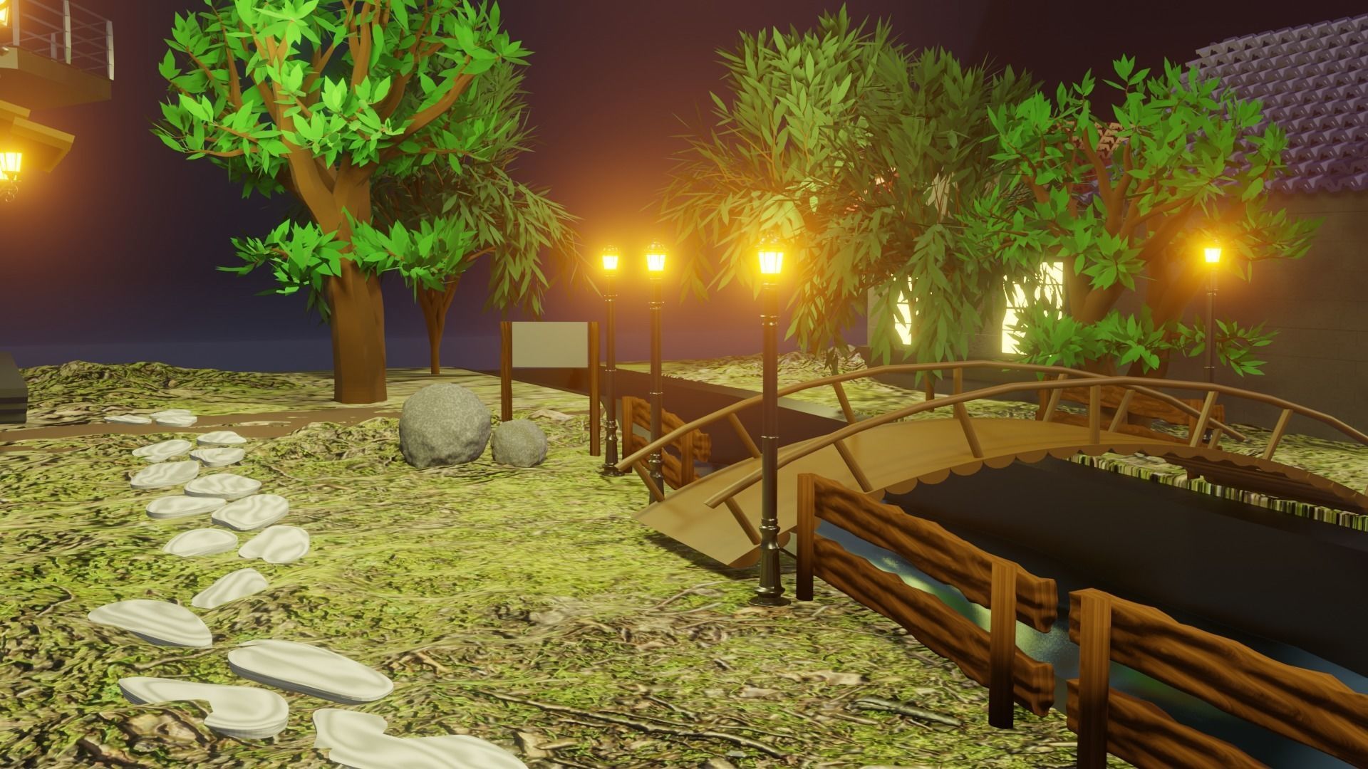 windy village Low-poly 3D model_5