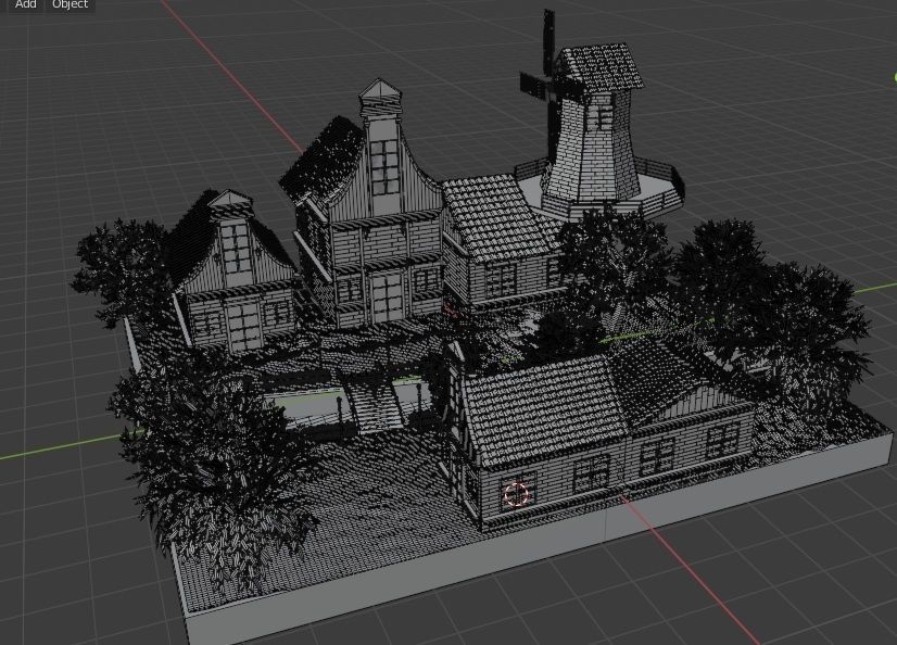 windy village Low-poly 3D model_19
