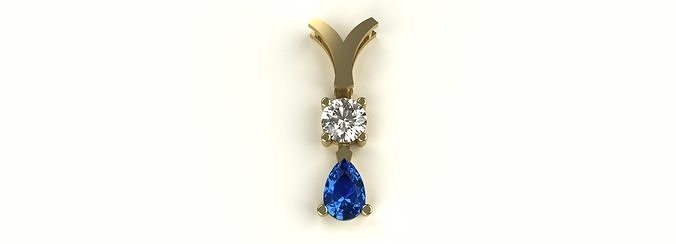Round Pear Diamond Gemstone Pendant Gold Silver Jewelry 3D print model