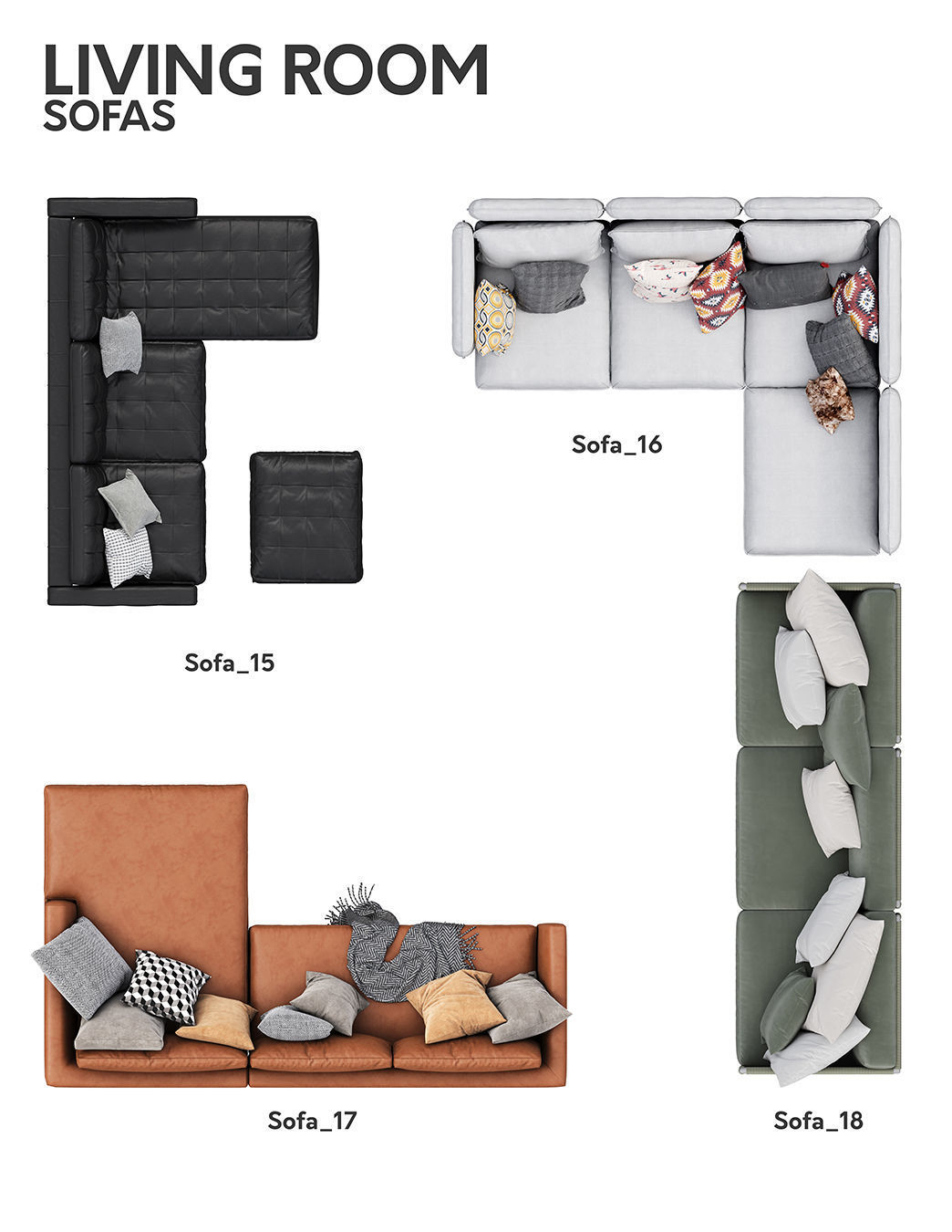 2D Floor Plan Furniture - Top View PSD - MORE than 300 cutouts 3D model_40