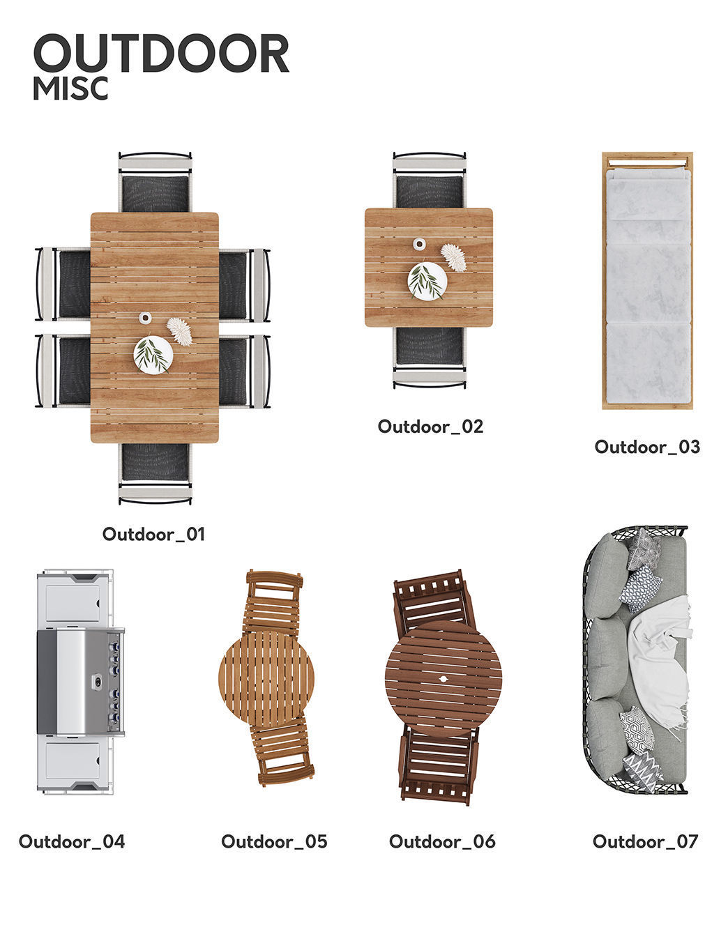 2D Floor Plan Furniture - Top View PSD - MORE than 300 cutouts 3D model_46
