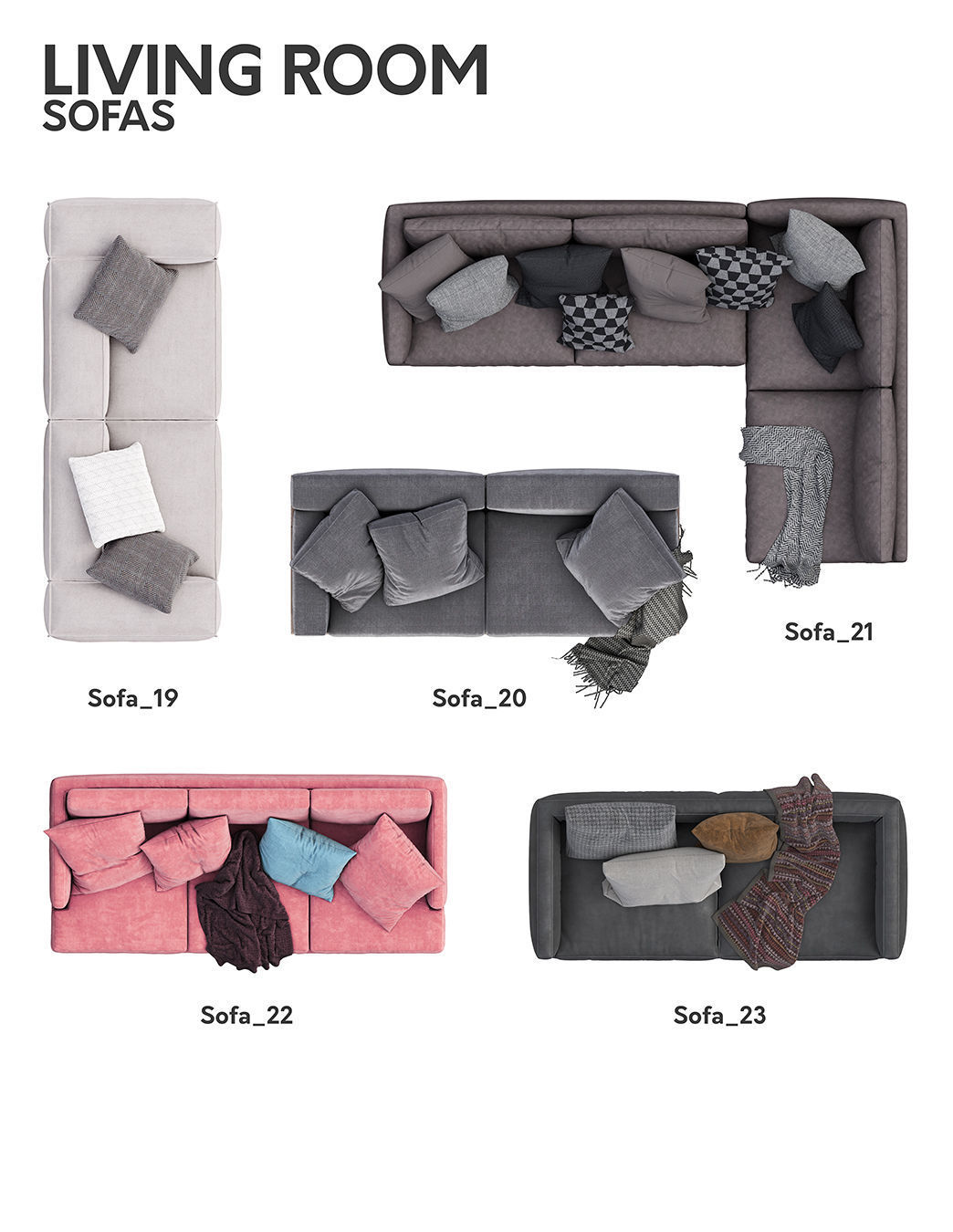 2D Floor Plan Furniture - Top View PSD - MORE than 300 cutouts 3D model_41