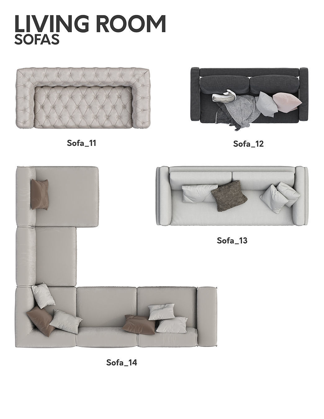 2D Floor Plan Furniture - Top View PSD - MORE than 300 cutouts 3D model_39