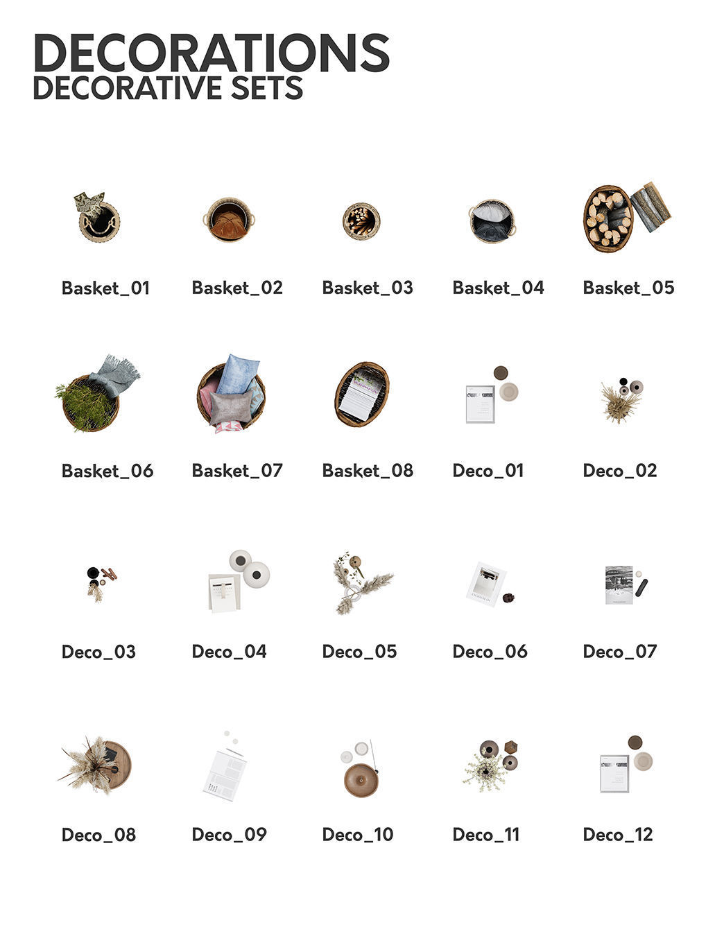 2D Floor Plan Furniture - Top View PSD - MORE than 300 cutouts 3D model_21