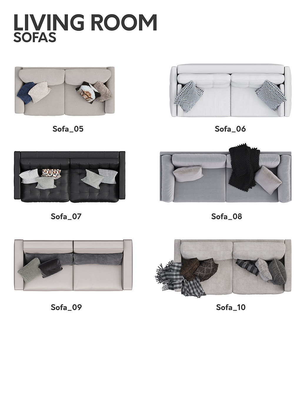2D Floor Plan Furniture - Top View PSD - MORE than 300 cutouts 3D model_38