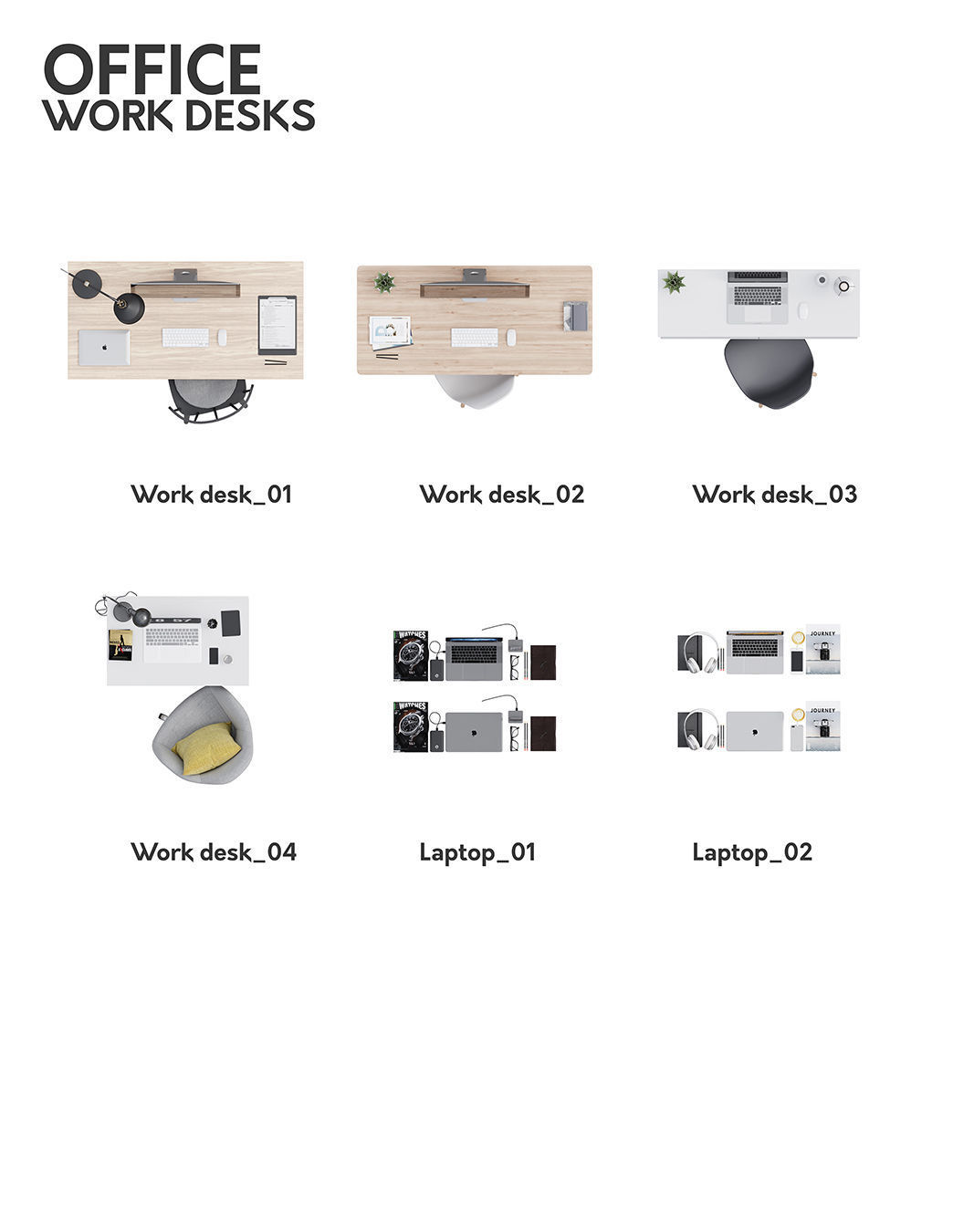 2D Floor Plan Furniture - Top View PSD - MORE than 300 cutouts 3D model_45